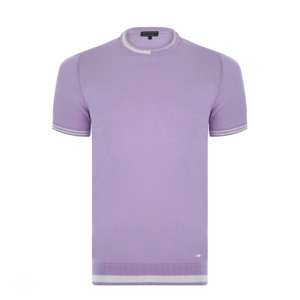 NWT Felix Hardy Men’s O neck knitwear t-shirt in lilac lightweight sweater